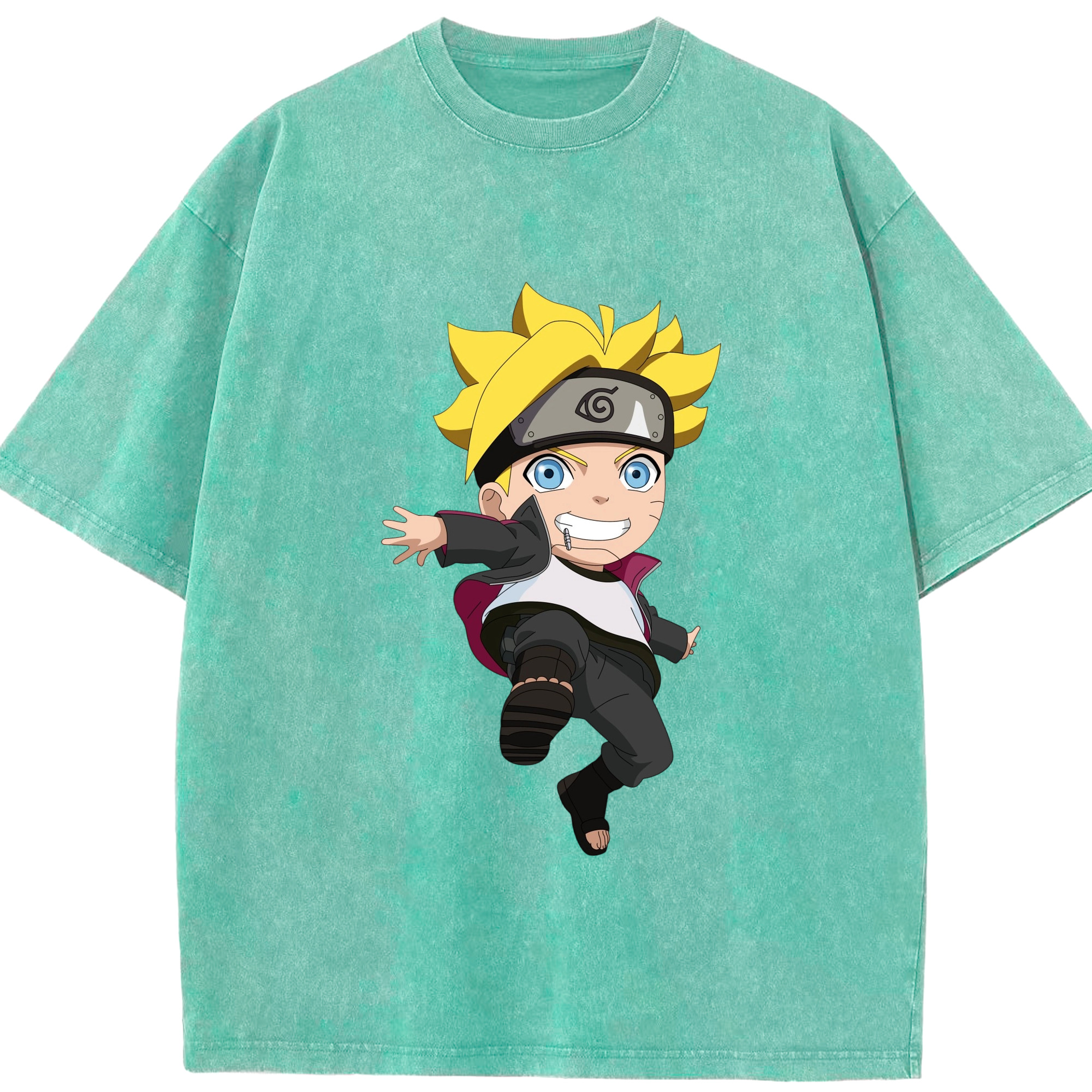 （画像用） NARUTO -ナルト- うずまき ボルト Uzumaki Boruto 綿100% ヴィンテージ風 半袖Tシャツ（フロントプリント）